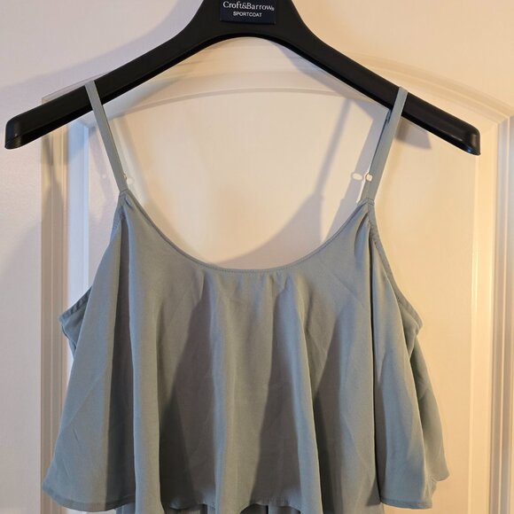 Show Me Your MuMu Small Gray Blue Caitlin Chiffon Party Bridal Ruffle Dress Smal - Picture 7 of 16